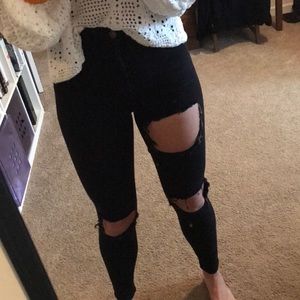 Top shop distressed Moto jean high waist